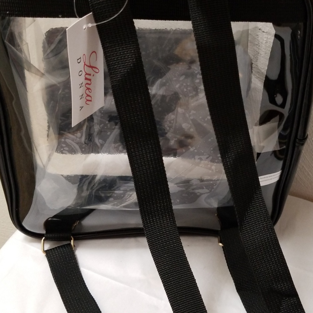 Clear/Black Faux Leather Backpack - Picture 3 of 5